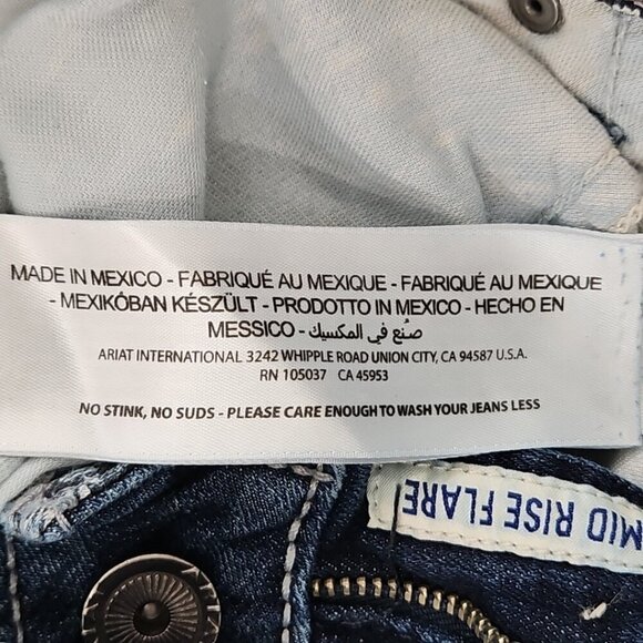 Ariat Real Denim Women's Jeans Size 28R Med Wash Flair Leg Raw Hem Heavy Stitch - Picture 16 of 16